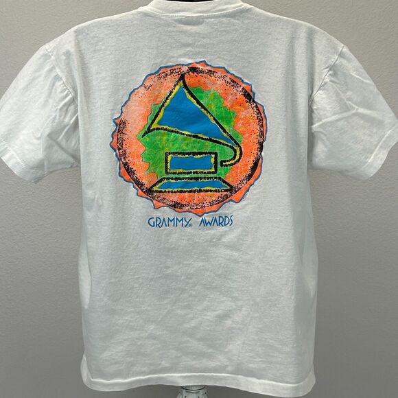 Vintage Grammy Awards Logo T Shirt Mens X-Large 90s Music Made In USA Tee White - Picture 3 of 13